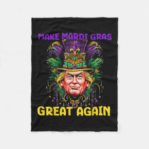 Mardi Gras Trump 2025 Funny Make Mardi Gras Great Fleece Blanket