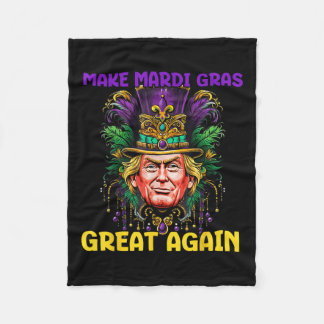 Mardi Gras Trump 2025 Funny Make Mardi Gras Great Fleece Blanket