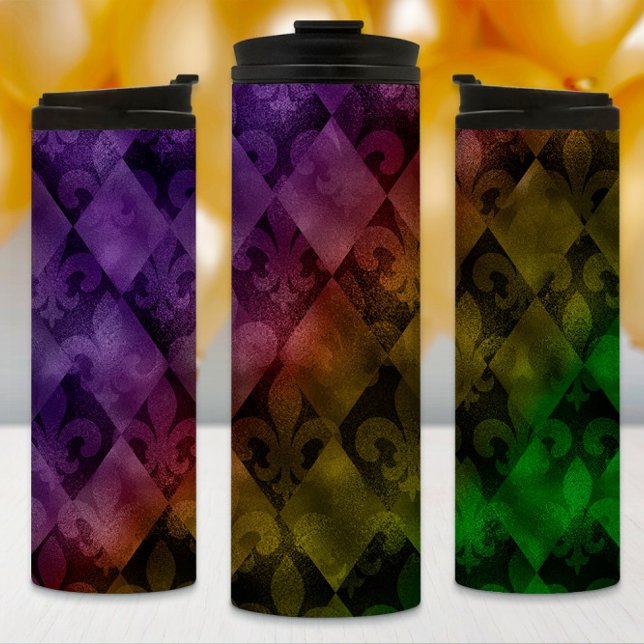 Mardi Gras Tumbler, Rainbow Argyle and Fleur Thermal Tumbler (Creator Uploaded)