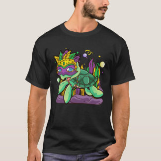 Mardi Gras Turtle with beads & mask T-Shirt