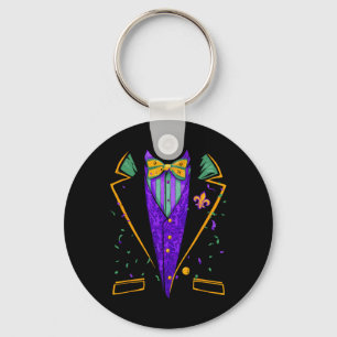 Mardi Gras Tuxedo Costume Funny Carnival Design  Keychain