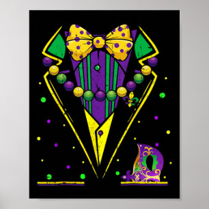 Mardi Gras Tuxedo Vest Party Suit Carnival Parade Poster