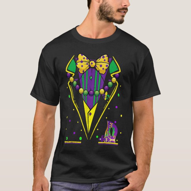 Mardi Gras Tuxedo Vest Party Suit Carnival Parade  T-Shirt (Front)