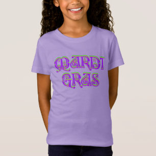 Mardi Gras Typography Carnival Purple Yellow Green T-Shirt