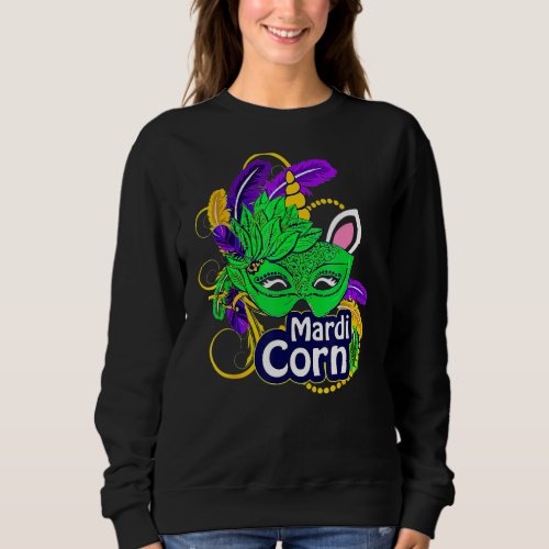 Mardi Gras Unicorn Face Jester Mardicorn Girls Kid Sweatshirt