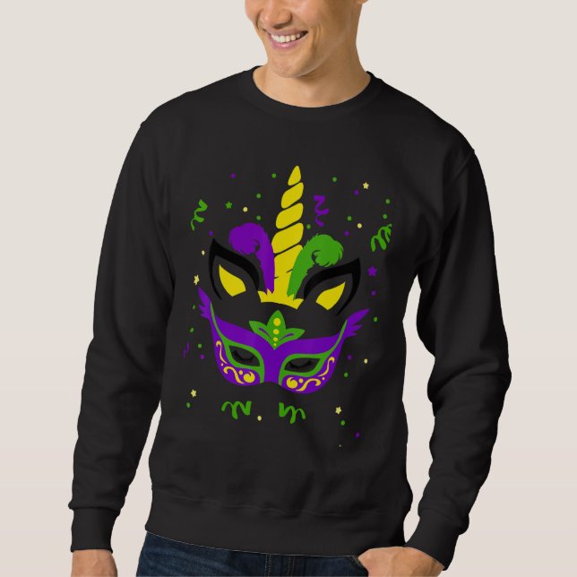 Mardi Gras Unicorn Mask Carnival Costume Youth Tod Sweatshirt (Front)