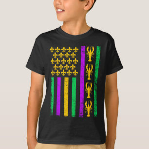 Mardi Gras Usa American Flag Crawfish Men Women Ki T-Shirt