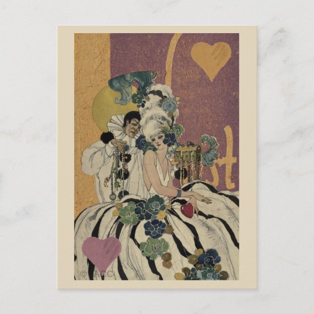 Mardi Gras Valentine Couple Holiday Postcard (Front)