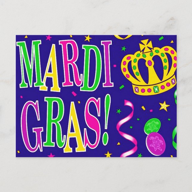 MARDI GRAS VALENTINES HOLIDAY POSTCARD (Front)