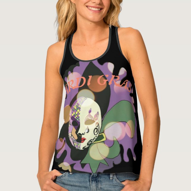 Mardi Gras Venetian Mask Colourful All-Over-Print  Tank Top (Front)