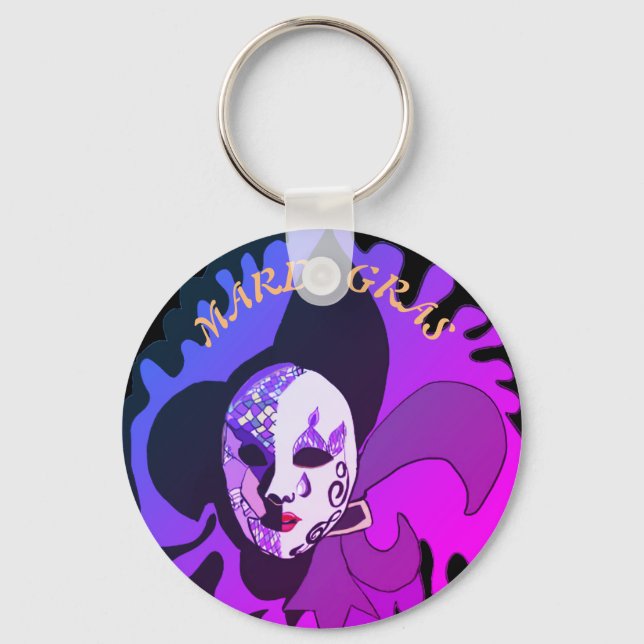Mardi Gras Venetian Mask Colourful Keychain (Front)