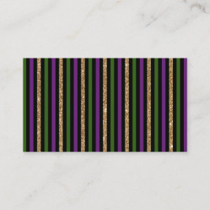 Mardi Gras Vertical Lines Golden Glitter NOLA Business Card