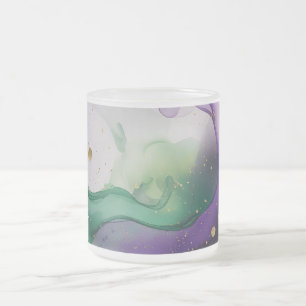 Mardi Gras Vibes Watercolor Ink Frosted Glass Coffee Mug
