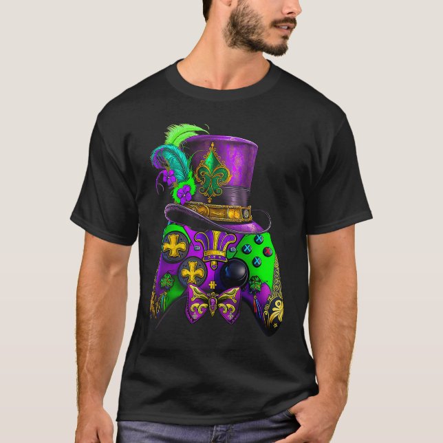 Mardi Gras Video Game Controller E sport for kids  T-Shirt (Front)