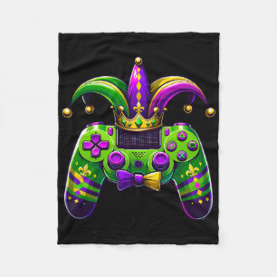 Mardi Gras Video Game Controller Jester Hat Boy Ki Fleece Blanket