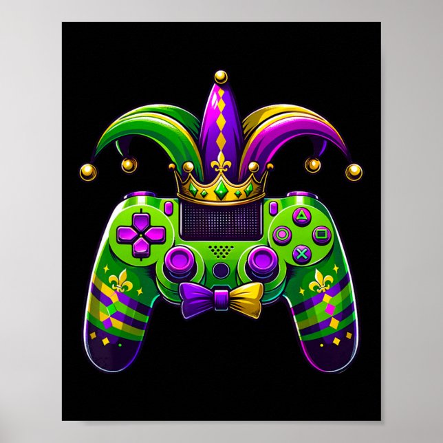Mardi Gras Video Game Controller Jester Hat Boy Ki Poster (Front)