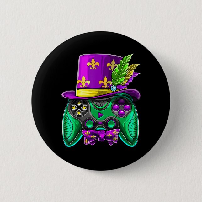 Mardi Gras Video Game Controller Jester Hat Costum Button (Front)