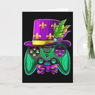 Mardi Gras Video Game Controller Jester Hat Costum Card