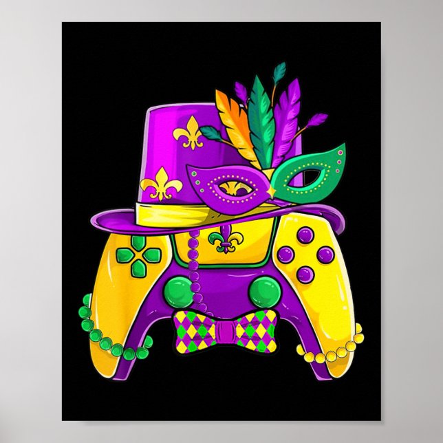 Mardi Gras Video Game Controller Jester Hat Costum Poster (Front)