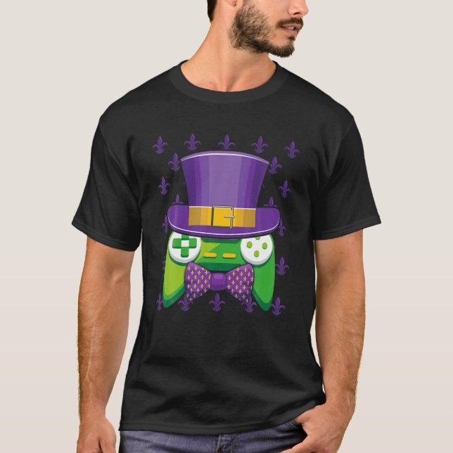 Mardi Gras Video Game Controller Jester Hat Costum T-Shirt (Front)