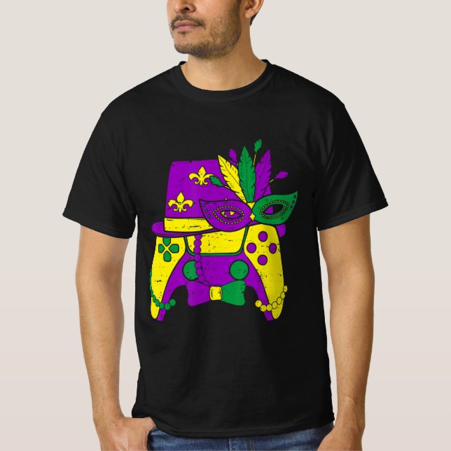 Mardi Gras Video Game Controller Jester Hat Costum T-Shirt (Front)