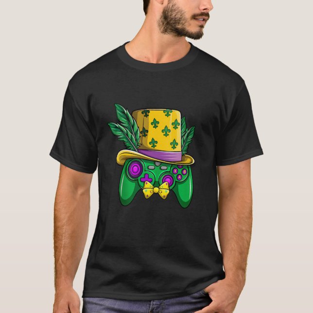Mardi Gras Video Game Controller Jester Hat Costum T-Shirt (Front)