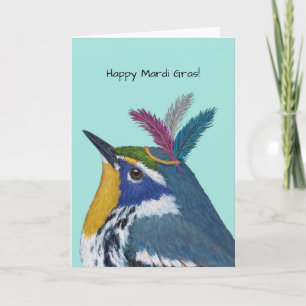 Mardi Gras Warbler card