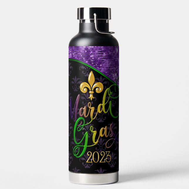 Mardi Gras Water Bottle, Mardi Gras 2023 Bottle (Left)