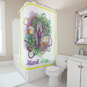 Mardi Gras Watercolor Celebration  Shower Curtain