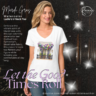 Mardi Gras Watercolor Women's V-Neck Tee Shirt