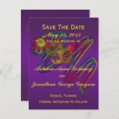 Mardi Gras Wedding SAVE THE DATE Postcards (Front/Back)