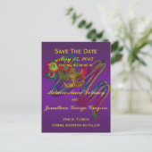 Mardi Gras Wedding SAVE THE DATE Postcards (Standing Front)