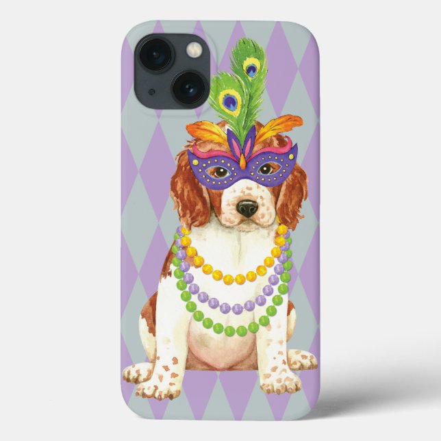 Mardi Gras Welsh Springer Spaniel Case-Mate iPhone Case (Back)