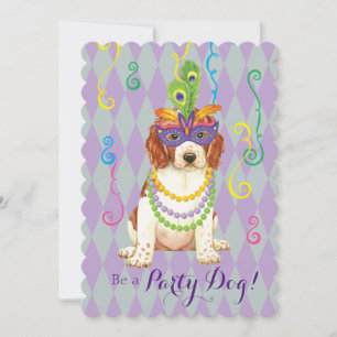 Mardi Gras Welsh Springer Spaniel Invitation
