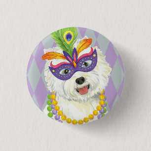 Mardi Gras Westie Button