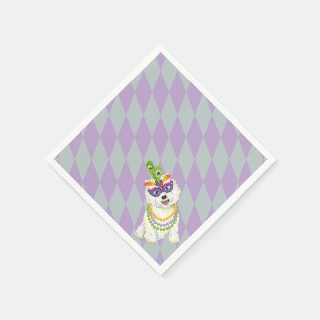 Mardi Gras Westie Napkins (Corner)