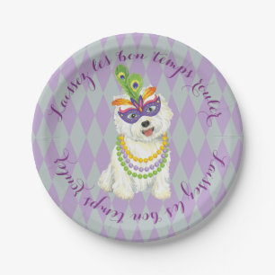 Mardi Gras Westie Paper Plates