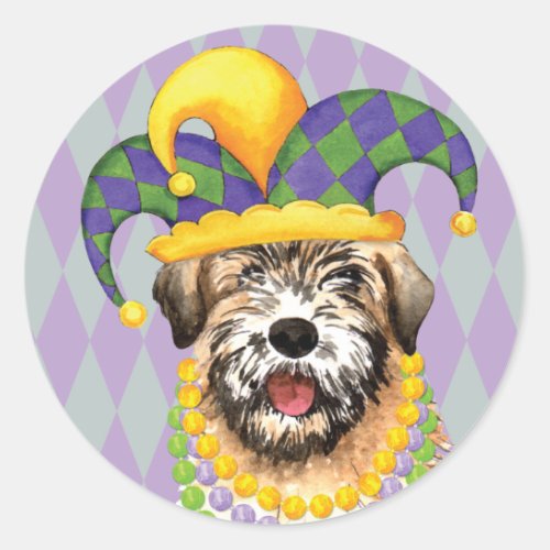 Mardi Gras Wheaten Classic Round Sticker