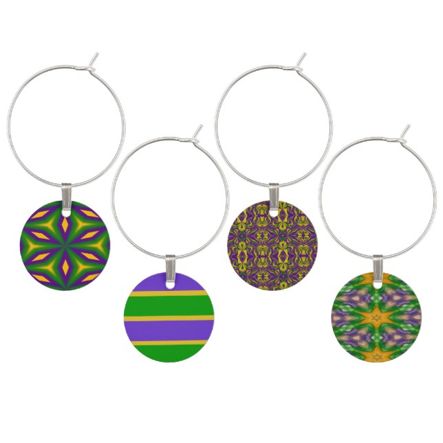 Mardi Gras Wine Charm (Staggered)