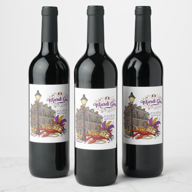 Mardi Gras Wine Label (Bottles)