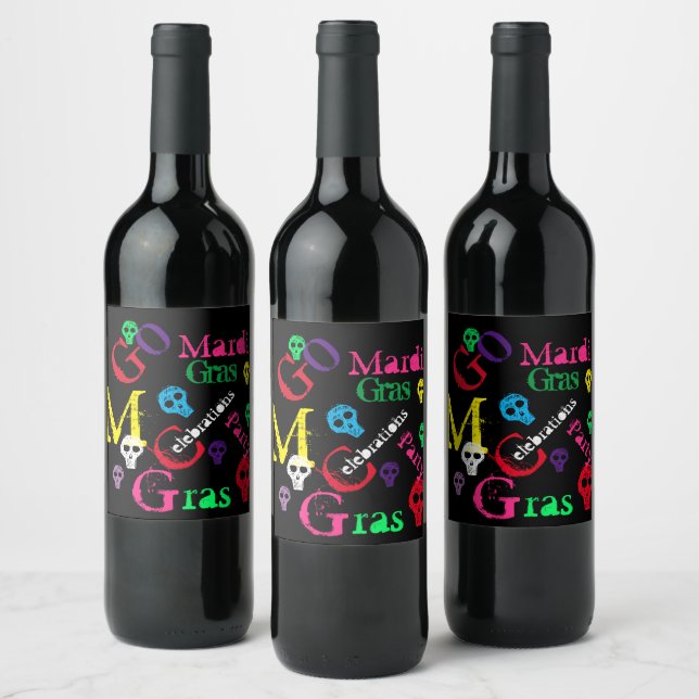 MARDI GRAS WINE LABEL (Bottles)