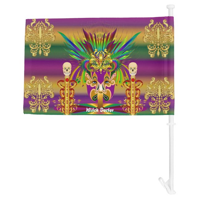 Mardi Gras Witch Doctor HOT Read Description Below Car Flag (Back)