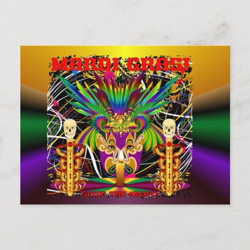 Mardi Gras Witch Doctor_Skull V_3_T Postcard