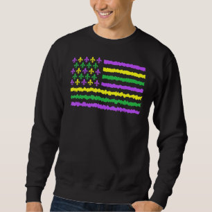 Mardi Gras With American Flag Crawfish Outfit Sweatshirt
