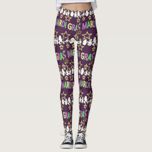 Mardi Gras Words Celebration Leggings