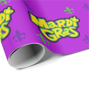 Mardi Gras Words Wrapping Paper