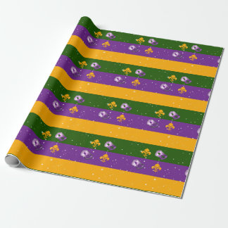 Mardi Gras wrapping paper w/mask and fleur de lis