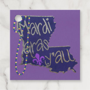 Mardi Gras Y’all Louisiana State Beads Favor Tags