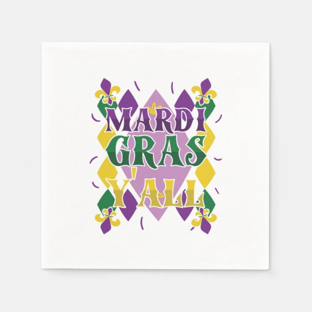 Mardi Gras Yall Street Party Carnival Gift Napkins (Front)