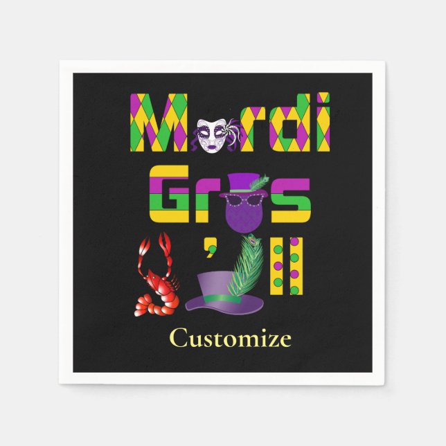 Mardi Gras Y'all Thunder_Cove Napkins (Front)